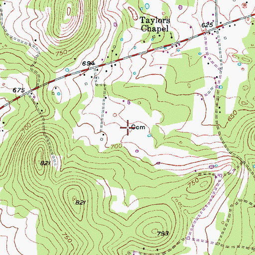 Topographic Map of Fuller Cemetery, TN