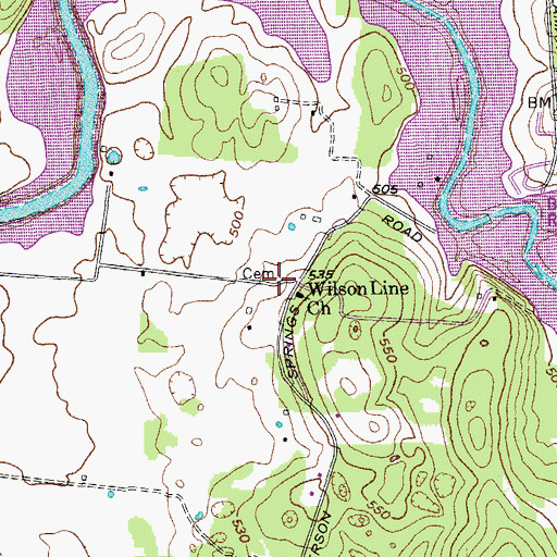 Topographic Map of Garrett Cemetery, TN