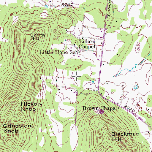 Topographic Map of Garvin-Rowlett Cemetery, TN