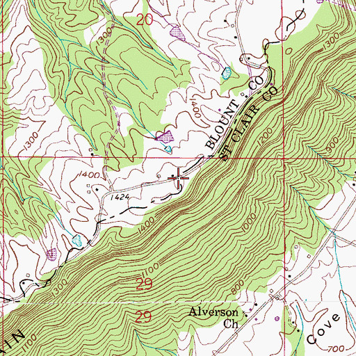 Topographic Map of Blount Mountain, AL
