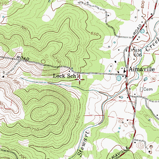 Topographic Map of Glen Cemetery, TN