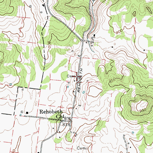 Topographic Map of Glenn-Windrow Cemetery, TN