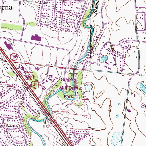 Topographic Map of Gregory Mill (historical), TN