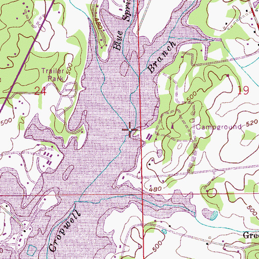 Topographic Map of Blue Spring Branch, AL