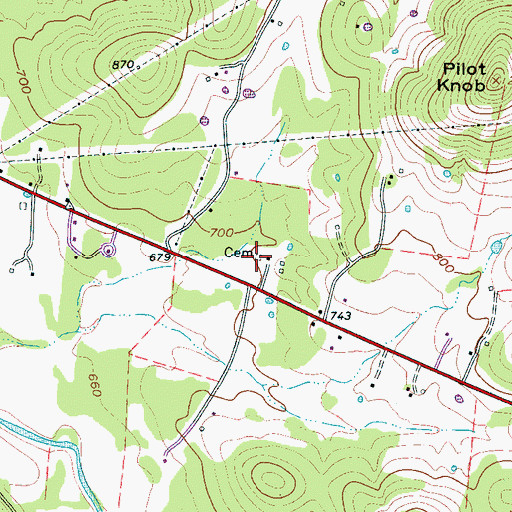 Topographic Map of Hall Cemetery, TN