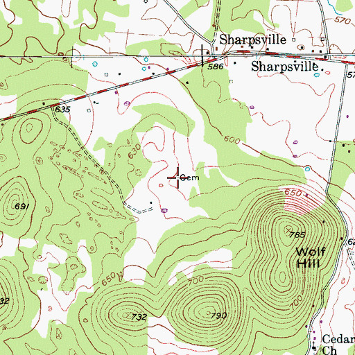 Topographic Map of Hall Cemetery, TN
