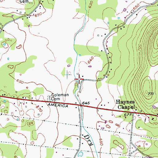 Topographic Map of Hall Cemetery, TN