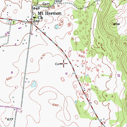 Topographic Map of Harrell Cemetery, TN
