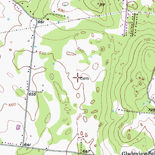 Topographic Map of Haynes Cemetery, TN