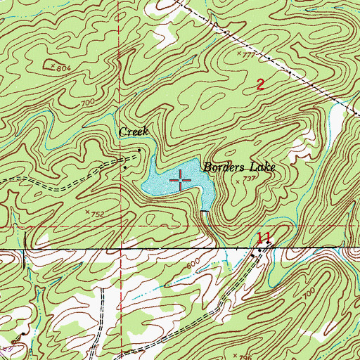 Topographic Map of Borders Lake, AL