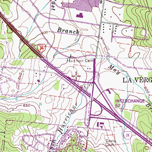 Topographic Map of Hill-Roulhac Cemetery, TN