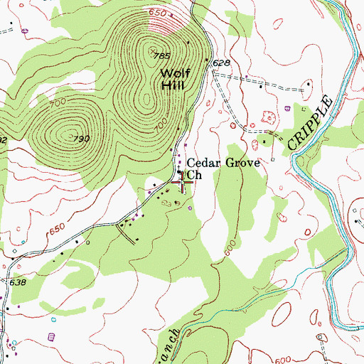 Topographic Map of Hoover Cemetery, TN