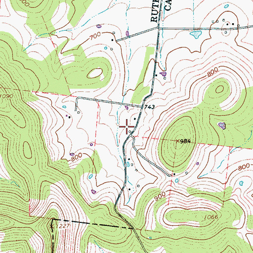 Topographic Map of Hoover Cemetery, TN