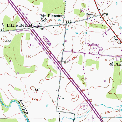 Topographic Map of Howland Cemetery, TN