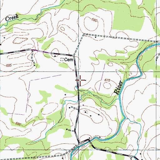 Topographic Map of Huff Cemetery, TN