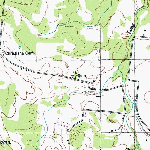 Topographic Map of Isaac Miller Cemetery, TN