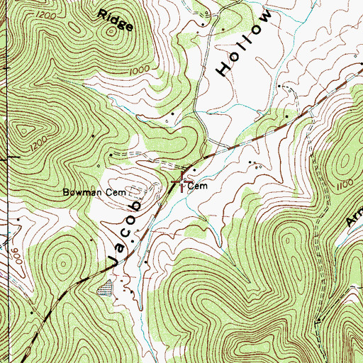 Topographic Map of Jacobs Cemetery, TN