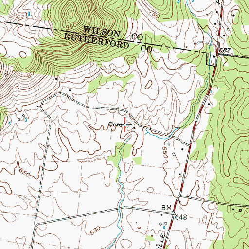 Topographic Map of Jarmen Cemetery, TN