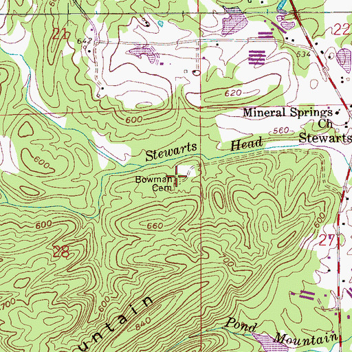 Topographic Map of Bowman Cemetery, AL