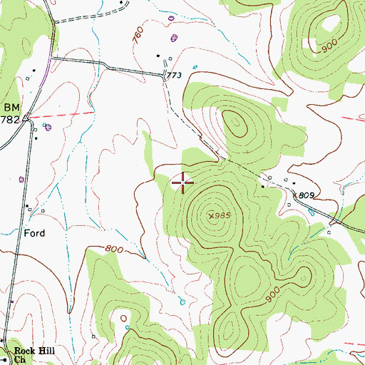 Topographic Map of Johnson Cemetery, TN