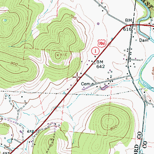 Topographic Map of Jones Cemetery, TN