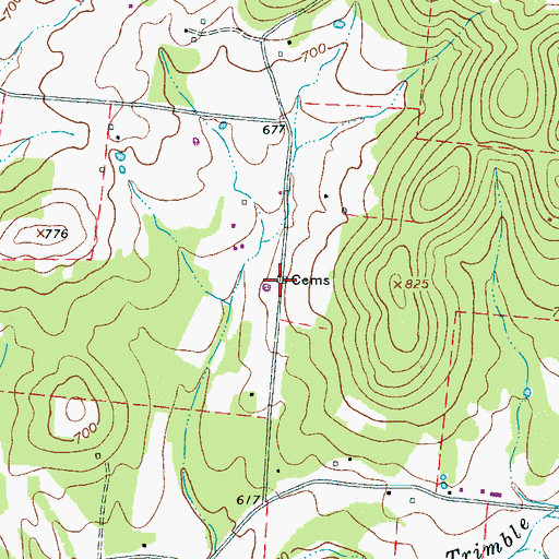 Topographic Map of Jones Cemetery, TN