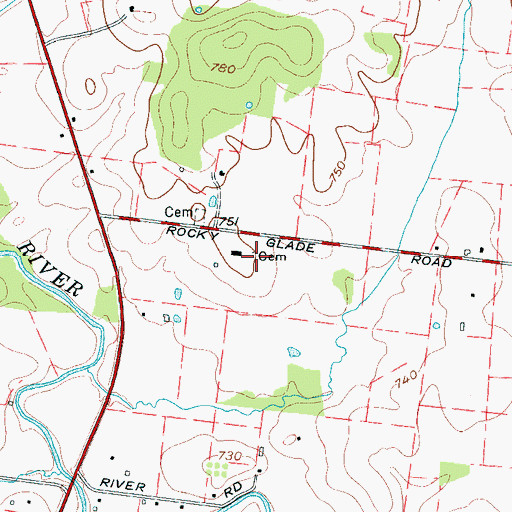 Topographic Map of Jordan Cemetery, TN