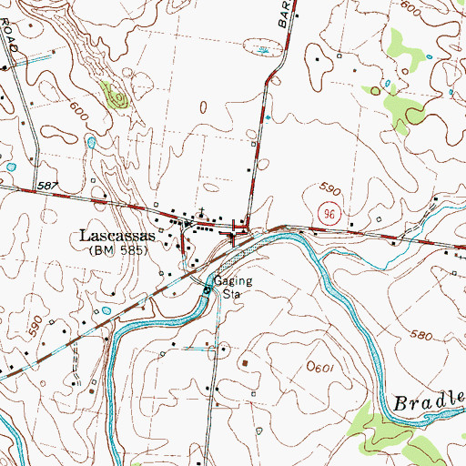 Topographic Map of Lascassas Baptist Church, TN