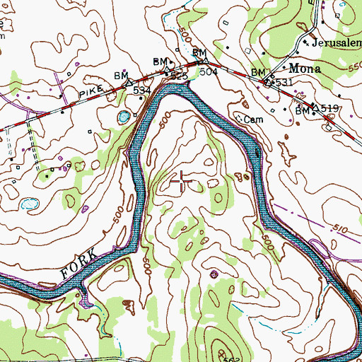 Topographic Map of Lenoir Cemetery, TN