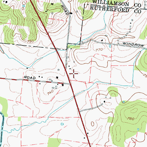 Topographic Map of Long Cemetery, TN
