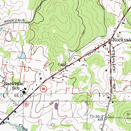 Topographic Map of Love Cemetery, TN