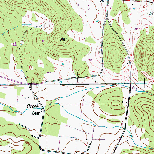 Topographic Map of Lowe Cemetery, TN