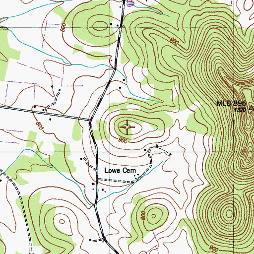 Topographic Map of Lowe-Daniel Cemetery, TN