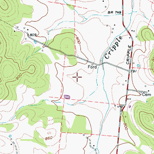 Topographic Map of Lyon Cemetery, TN