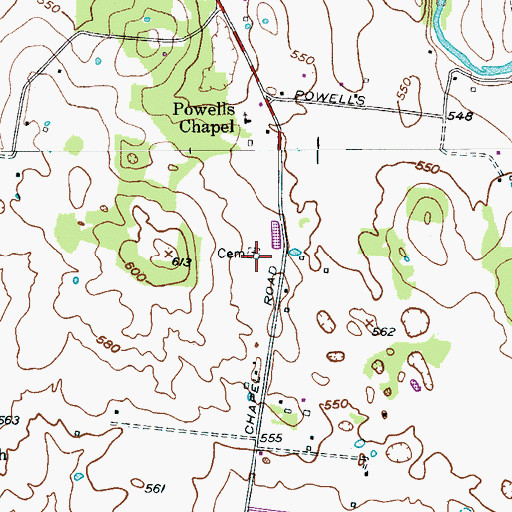 Topographic Map of Malone-Henderson Cemetery, TN