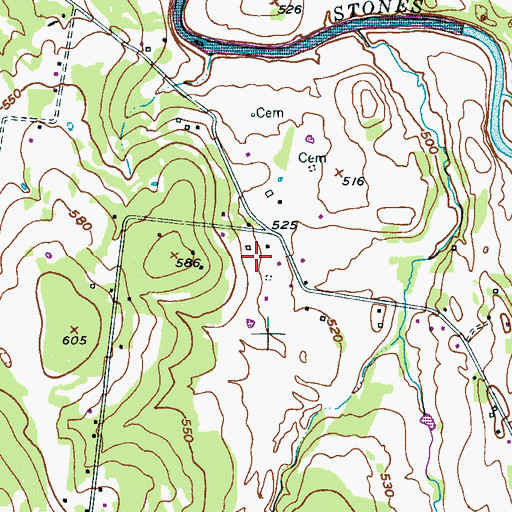 Topographic Map of Manor Cemetery, TN