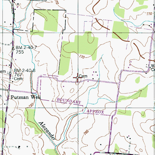 Topographic Map of McBride Cemetery, TN