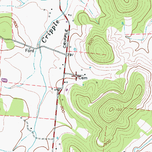 Topographic Map of McCrary Cemetery, TN
