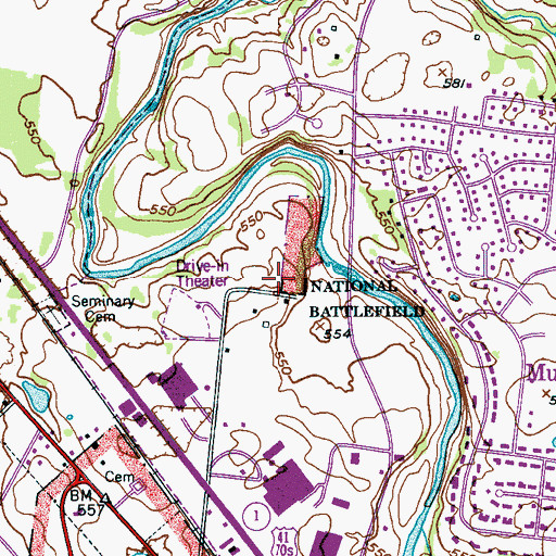 Topographic Map of McFadden Cemetery, TN