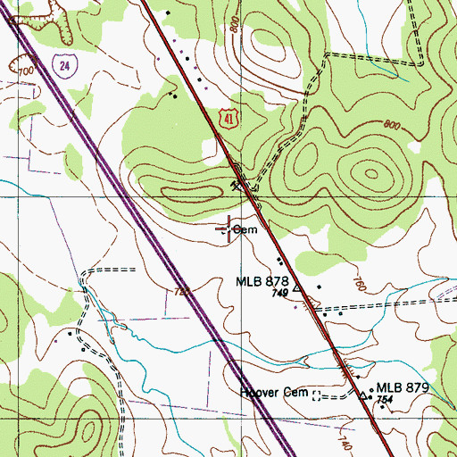 Topographic Map of McKee Cemetery, TN