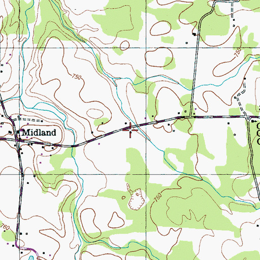 Topographic Map of Midland Baptist Church, TN
