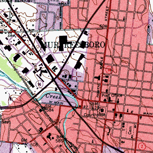 Topographic Map of Murfreesboro Female Academy (historical), TN