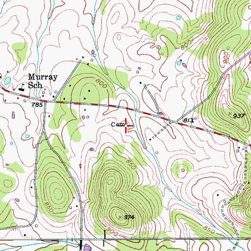 Topographic Map of Murray Cemetery, TN