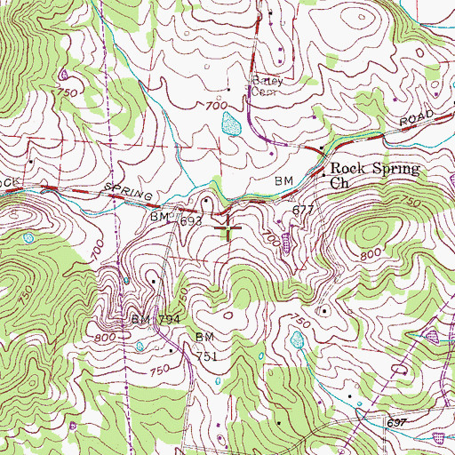 Topographic Map of Nevin Cemetery, TN