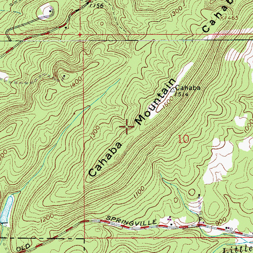 Topographic Map of Cahaba Mountain, AL
