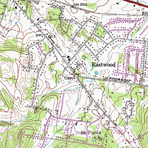 Topographic Map of Owens Cemetery, TN