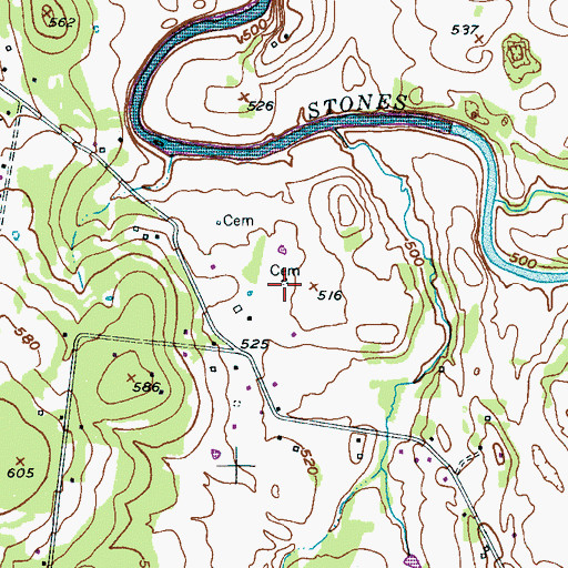 Topographic Map of Parker Cemetery, TN