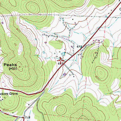 Topographic Map of Peak Cemetery, TN