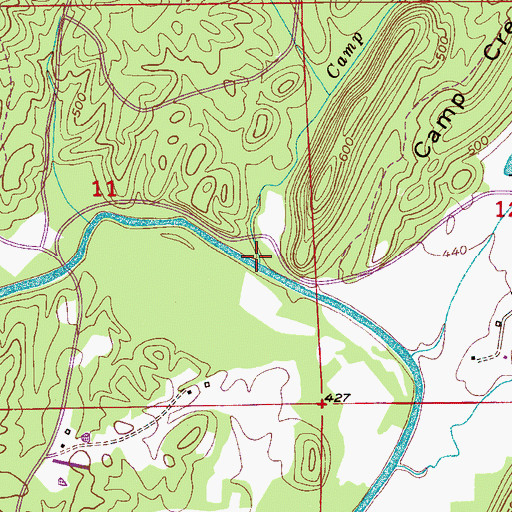 Topographic Map of Camp Creek, AL