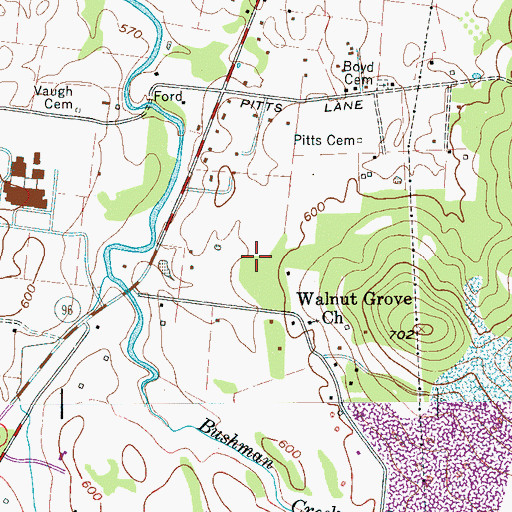 Topographic Map of Pitts Cemetery, TN
